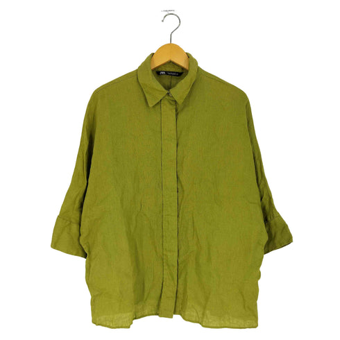 ザラ ZARA 比翼 リネンシャツブラウス レディース import:M