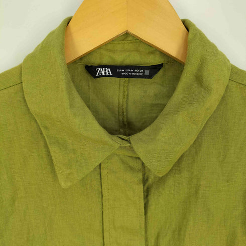 ザラ ZARA 比翼 リネンシャツブラウス レディース import:M