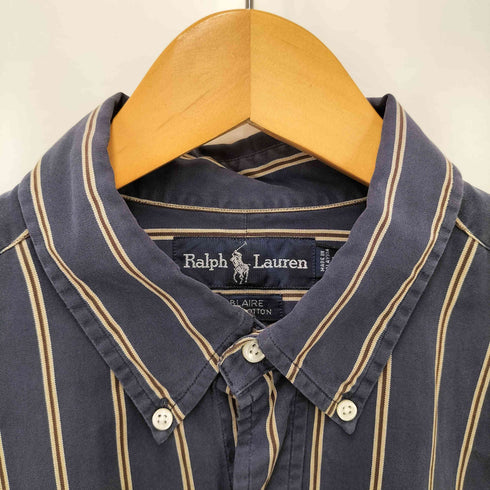 ラルフローレン RALPH LAUREN BLAIRE スカウト紋章 エンブレム 刺繍 ストライプ ボタンダウン L/S シャツ メンズ import:L