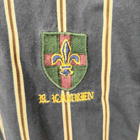 ラルフローレン RALPH LAUREN BLAIRE スカウト紋章 エンブレム 刺繍 ストライプ ボタンダウン L/S シャツ メンズ import:L