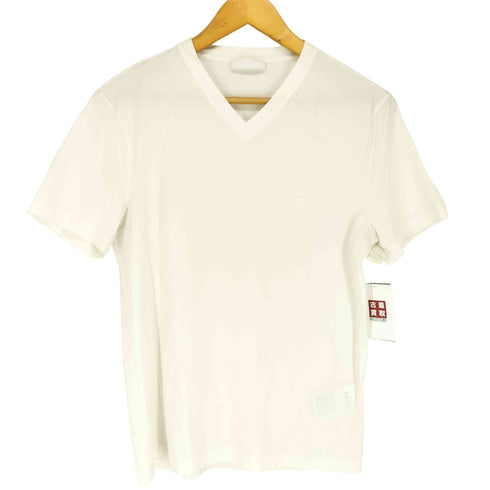 プラダ PRADA ロゴ刺繍vネックTシャツ メンズ S
