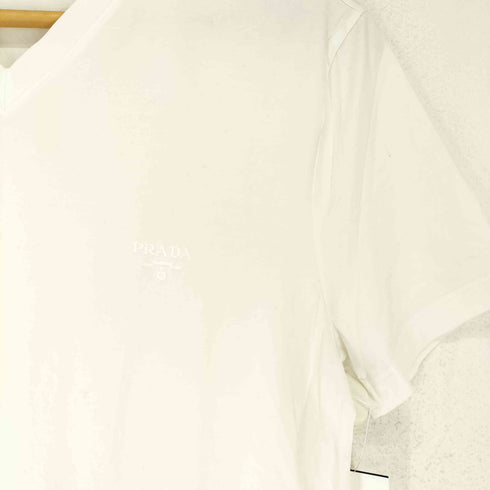 プラダ PRADA ロゴ刺繍vネックTシャツ メンズ S