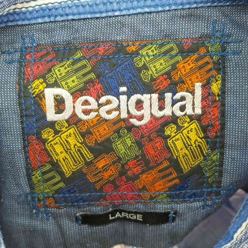 デシグアル Desigual 刺繍デザイン L/S ストライプシャツ メンズ import:L