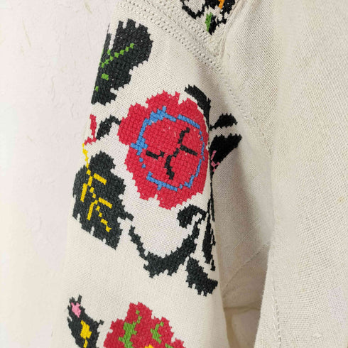 アンティーク ウクライナ 刺繍 リネンワンピース レディース