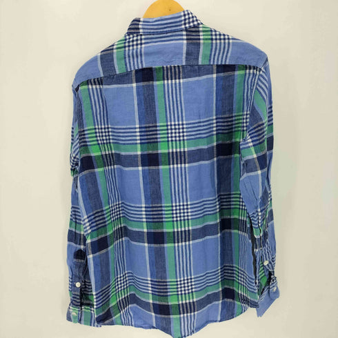 ポロラルフローレン POLO RALPH LAUREN リネン ネコ目ボタン チェック L/S シャツ メンズ import:M
