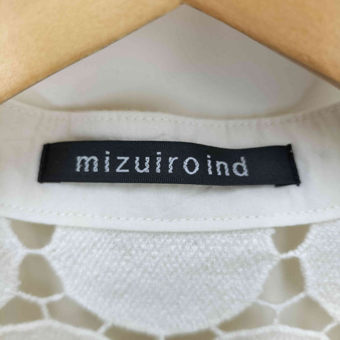 ミズイロインド mizuiro ind 25SS レースミックススタンドカラーシャツワンピース レディース