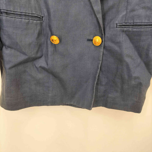 ラルフローレン RALPH LAUREN 80S 金釦 紺ブレ リネン ダブルブレスト テーラードジャケット レディース 9