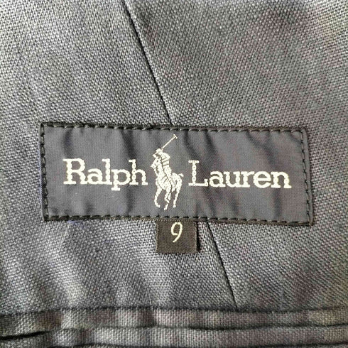 ラルフローレン RALPH LAUREN 80S 金釦 紺ブレ リネン ダブルブレスト テーラードジャケット レディース 9