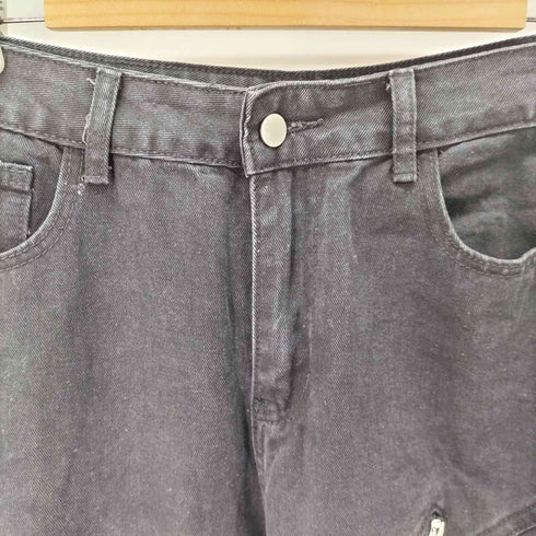 ボンテージデザイン ブラックデニムパンツ メンズ