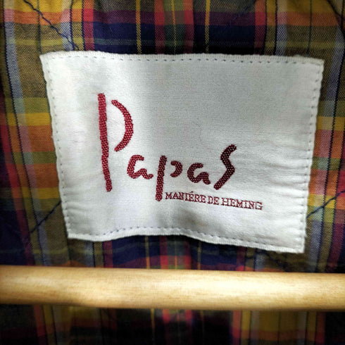 パパス papas 裏地チェック 襟コーデュロイ切替 ハンティングジャケット メンズ JPN:M