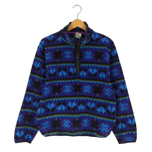 エルエルビーン L.L.Bean 80s ノルディック柄 ハーフボタン スナップT フリースジャケット メンズ