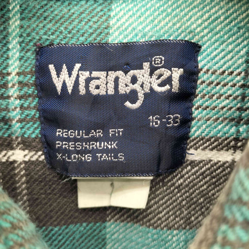 ラングラー Wrangler 90S 襟芯 チェック柄 ウエスタンシャツ メンズ import:XL