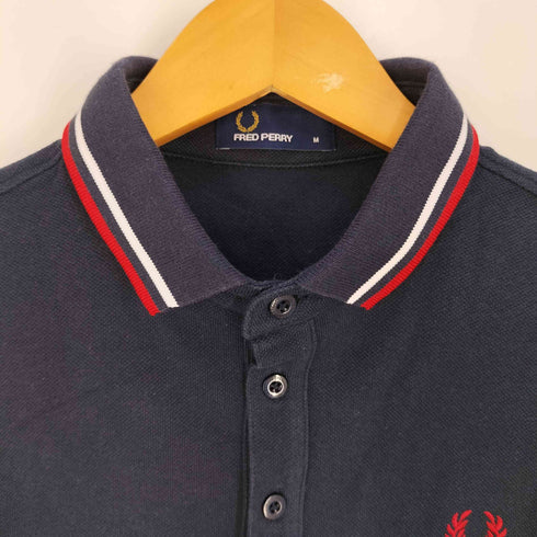 フレッドペリー FRED PERRY ロゴ刺繍 切替 鹿の子 ポロシャツ メンズ import:M