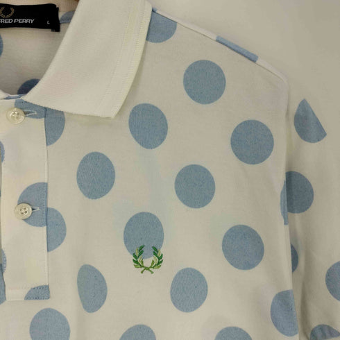 フレッドペリー FRED PERRY 水玉 ロゴ刺繍 コットン ポロシャツ メンズ import:L