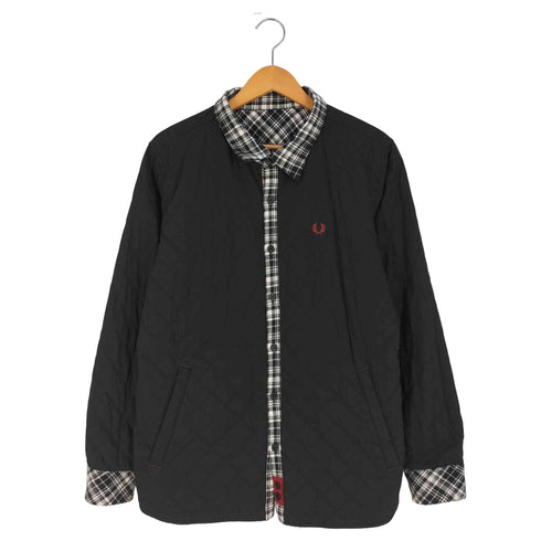 フレッドペリー FRED PERRY ロゴ刺繍 チェック キルティング リバーシブル シャツジャケット メンズ import:L