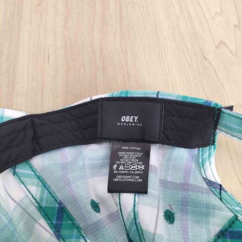 オベイ OBEY チェック柄ストラップバックキャップ メンズ