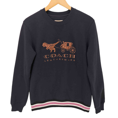 コーチ COACH ロゴ刺繍 Vガゼット リブ スウェット レディース import:M