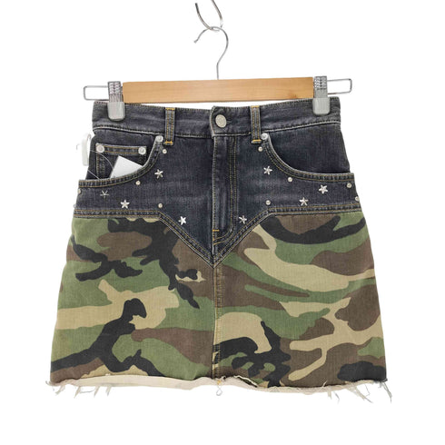 サンローランパリ SAINT LAURENT PARIS Camo Print Studded Denim Skirt レディース 26