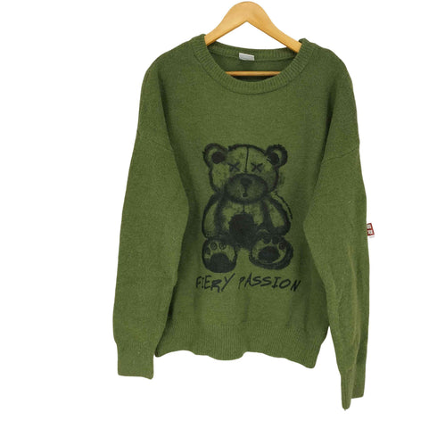 フック HOOK ベアープリントクルーネックニット メンズ JPN:XL