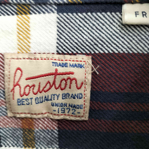 ヒューストン HOUSTON ソリッド ビエラシャツ 猫目ボタン トリプルステッチ メンズ FREE