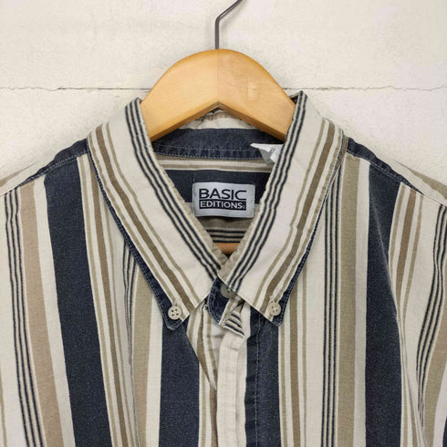 ベーシックエディションズ BASIC EDITIONS 90S ストライプ オックスフォード S/S シャツ ビッグサイズ メンズ 2XL