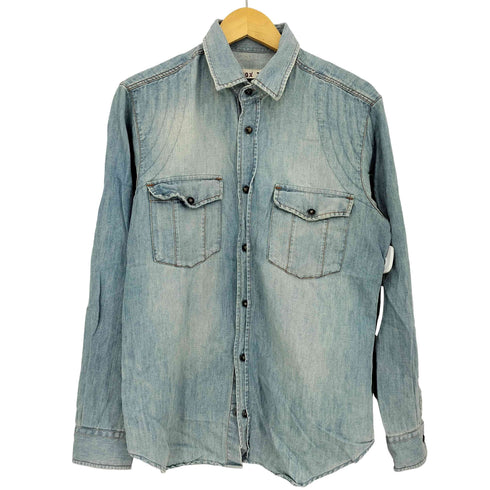 120%lino コットンリネン スナップボタン デニムシャツ メンズ