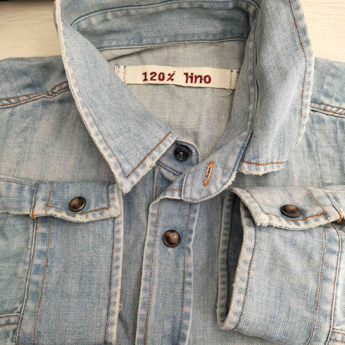 120%lino コットンリネン スナップボタン デニムシャツ メンズ