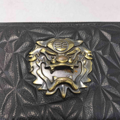 シーサー エンブレム ラウンドジップ レザー ロング ウォレット 長財布 メンズ