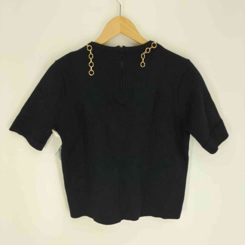 ザラ ZARA ゴールドチェーン レーヨン ポリ ナイロン S/S ニット セーター レディース import:M