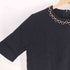 ザラ ZARA ゴールドチェーン レーヨン ポリ ナイロン S/S ニット セーター レディース import:M
