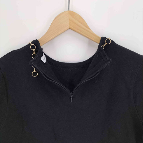ザラ ZARA ゴールドチェーン レーヨン ポリ ナイロン S/S ニット セーター レディース import:M