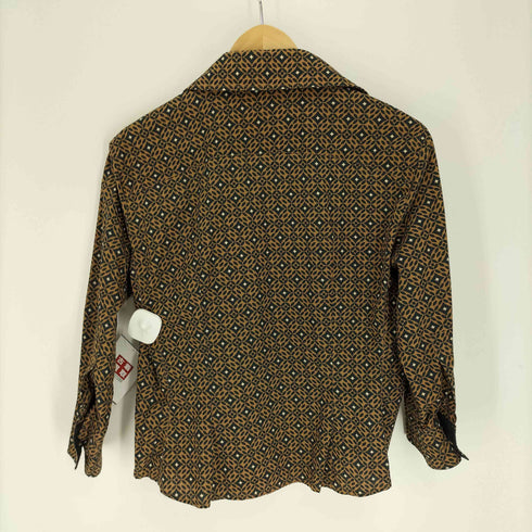 スポーツマックス SPORTMAX イタリア製 総柄 ダイヤ デカ襟 オープン L/S シャツ ブラウス レディース import:L