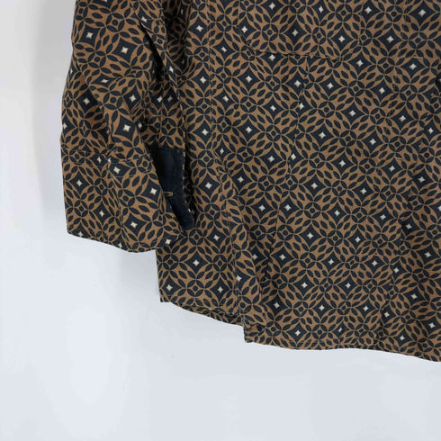 スポーツマックス SPORTMAX イタリア製 総柄 ダイヤ デカ襟 オープン L/S シャツ ブラウス レディース import:L