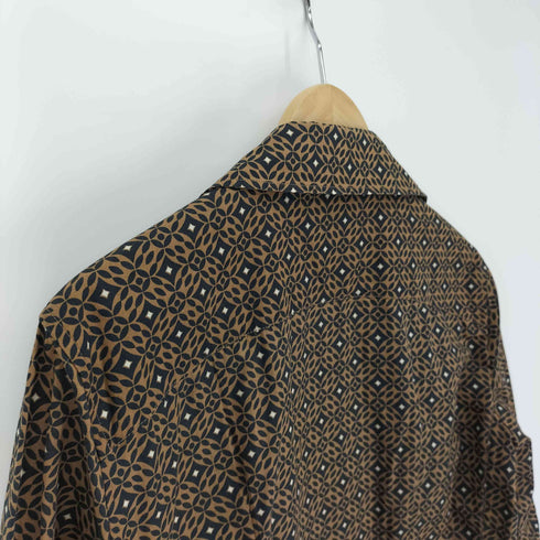 スポーツマックス SPORTMAX イタリア製 総柄 ダイヤ デカ襟 オープン L/S シャツ ブラウス レディース import:L