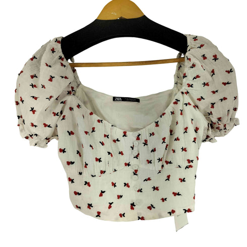 ザラ ZARA フルーツ柄トップス レディース import:M