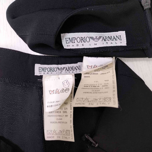 エンポリオアルマーニ EMPORIO ARMANI 80-90S イタリア製 白タグ フロント ポケット ノースリーブ ブラウス サイドジップ イージー スラックス パンツ セットアップ レディース 40