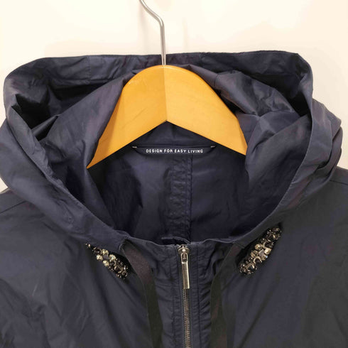 エスマックスマーラ S Max Mara ビジュー フーデッド タフタコート レディース 36