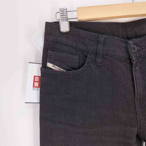 ディーゼル DIESEL イタリア製 バック刺繍 ロゴポケット ジップフライ ローライズ ブラック デニム パンツ Y2K レディース W29 L32