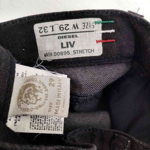ディーゼル DIESEL イタリア製 バック刺繍 ロゴポケット ジップフライ ローライズ ブラック デニム パンツ Y2K レディース W29 L32