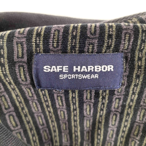 SAFE HARBOR 総柄ベロアハーフボタンポロシャツ メンズ