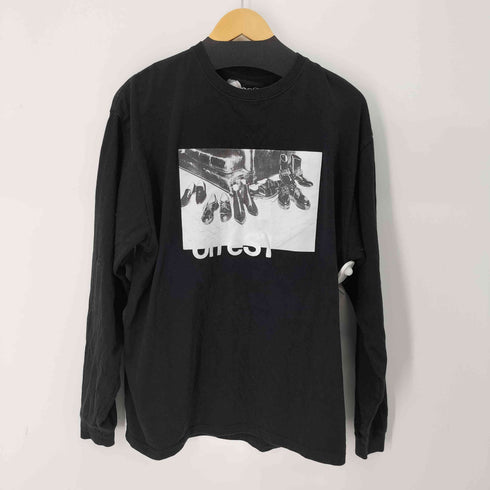 L/S フロントロゴプリントクルーネックTシャツ メンズ