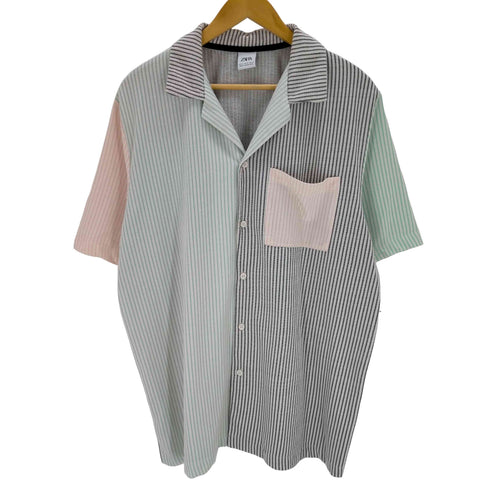 ザラ ZARA マルチストライプ オープンカラーシャツ メンズ JPN:XL