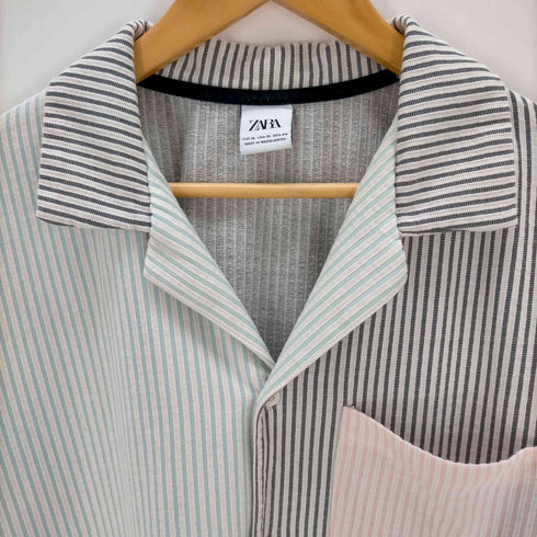 ザラ ZARA マルチストライプ オープンカラーシャツ メンズ JPN:XL
