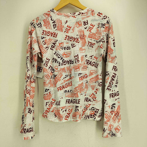エムエムシックスメゾンマルタンマルジェラ MM6 Maison Martin Margiela Fragile Print Longsleeves 総柄プリント フレアスリーブカットソー レディース M