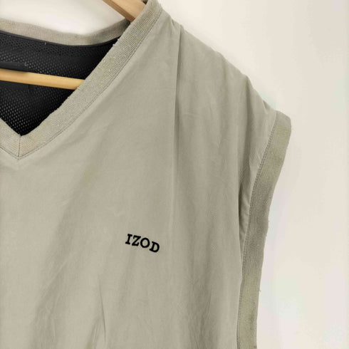 アイゾッド IZOD ロゴ 刺繍 裏地 メッシュ スムースポリ Vネック ベスト メンズ import:XXL