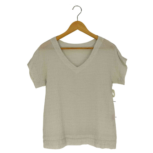 ハートイッセイミヤケ Haat ISSEY MIYAKE ボーダー Vネック リップルトップス レディース JPN:3