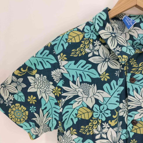 オーシャンパシフィック Ocean Pacific 花柄 総柄 ロゴ 刺繍 開襟 オープンカラー アロハ シャツ メンズ import:M