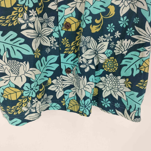 オーシャンパシフィック Ocean Pacific 花柄 総柄 ロゴ 刺繍 開襟 オープンカラー アロハ シャツ メンズ import:M