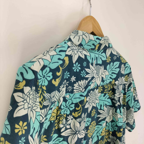 オーシャンパシフィック Ocean Pacific 花柄 総柄 ロゴ 刺繍 開襟 オープンカラー アロハ シャツ メンズ import:M