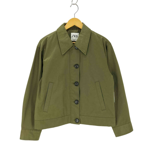 ザラ ZARA コットンナイロン ラペルカラーミリタリージャケット レディース JPN:M